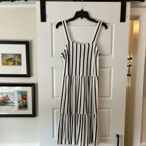 Loft white and blue stripe dress